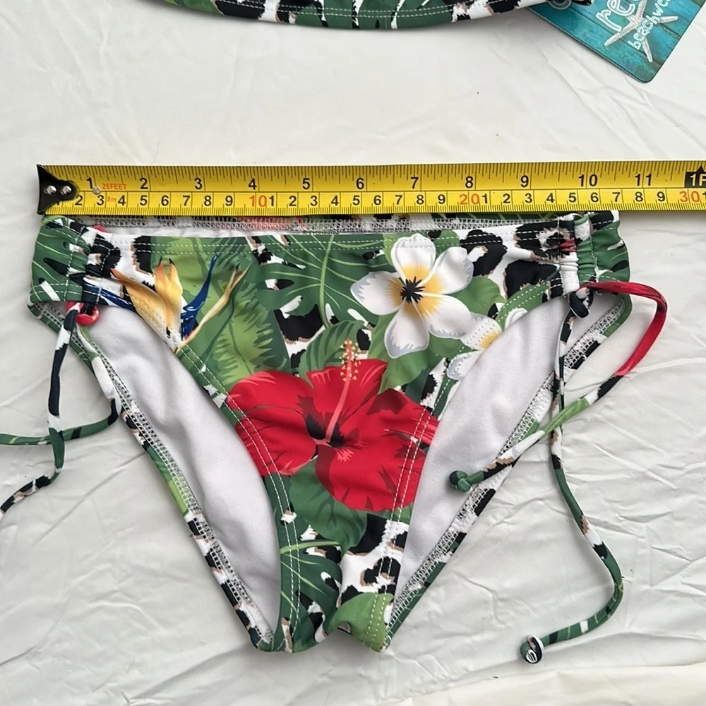Coral and Reef Addison multicolor white green red black floral bikini